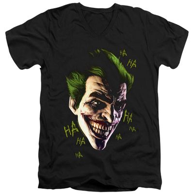 Batman Arkham Origins Joker Grim Unisex Adult V-Neck T Shirt for Men and Women, Small Black