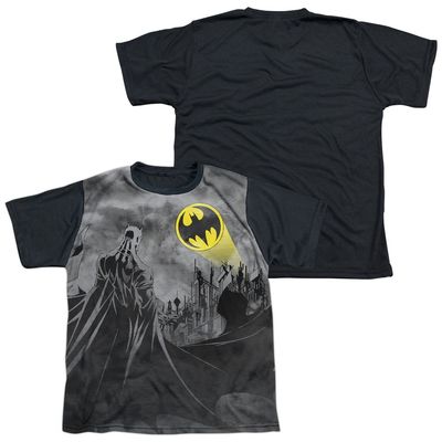 Batman Heed The Call Youth or Boy's Sublimated Black Back T Shirt, Medium