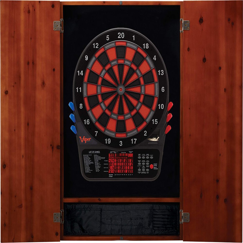 Viper by GLD Products Metropolitan Cinnamon Soft Tip Dartboard Cabinet 800 Electronic Dartboard