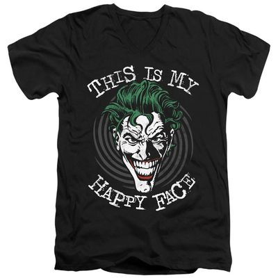 Batman Maniacal Spiral Unisex Adult V-Neck T Shirt for Men and Women, Medium Black