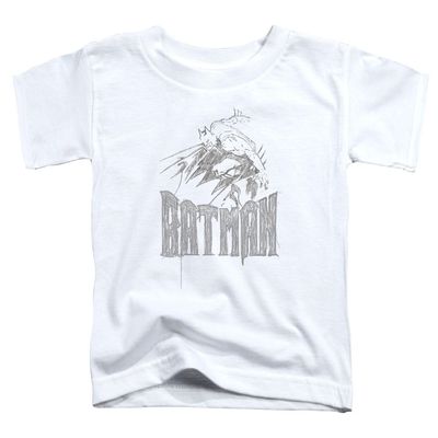 Batman Knight Sketch Unisex Toddler T Shirt for Boys and Girls, Small (2T) White