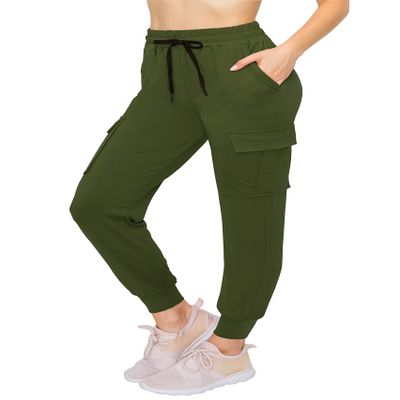 ALWAYS Cargo Jogger Pants for Women - Super Soft Casual Lounge Sweatpants Olive XL