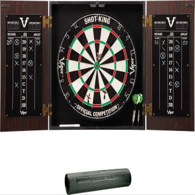 Viper Stadium Cabinet with Shot King Sisal Dartboard & Padded Dart Mat,Black