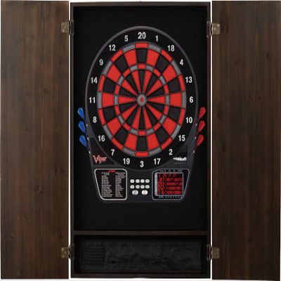 Viper by GLD Products Metropolitan Espresso Soft Tip Dartboard Cabinet and Viper 797 Electronic Dartboard