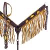 Showman Dark Leather Hand Painted Sunflower Single Ear Headstall & Breast Collar Set w/Fringe & Reins view 1