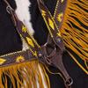 Showman Dark Leather Hand Painted Sunflower Single Ear Headstall & Breast Collar Set w/Fringe & Reins view 3