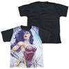 Justice League Warrior Goddess Youth or Boy's Sublimated Black Back T Shirt, Large view 1