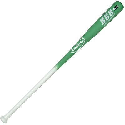 BAMBOOBAT by Pinnacle Sports Equipment INC. Adult Fungo Infield/Outfield Bamboo Baseball Bat, White Handle/Kelly Barrel, 34"