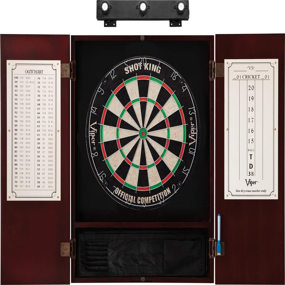 Viper Espresso Metropolitan Steel Tip Cabinet, Viper Shot King Bristle Dartboard