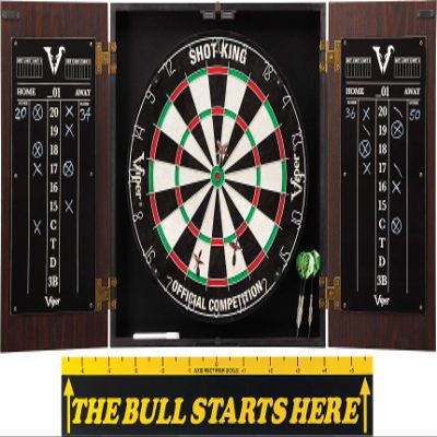 Viper Stadium Cabinet with Shot King Sisal Dartboard & The Bull Starts Here Throw Line Marker