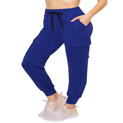 ALWAYS Cargo Jogger Pants for Women - Super Soft Casual Lounge Sweatpants Royal Blue L