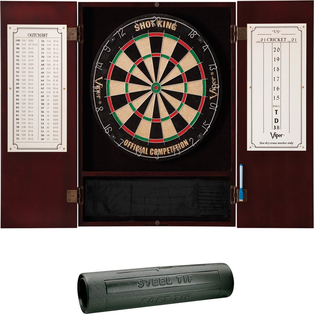 Viper Espresso Metropolitan Steel Tip Cabinet, Viper Shot King Bristle Dartboard