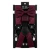 TIE G Paisley Suspender, Bow Tie, Pocket Square Set for Men's Tuxedo Suspenders : Adjustable Braces, Strong Enhanced 6 Clips (A Burgundy paisley) view 2