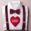 TIE G Paisley Suspender, Bow Tie, Pocket Square Set for Men's Tuxedo Suspenders : Adjustable Braces, Strong Enhanced 6 Clips (A Burgundy paisley) view 4
