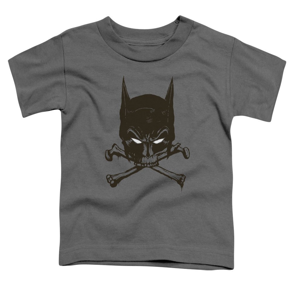 Batman Bat and Bones Unisex Toddler T Shirt for Boys and Girls, Medium (3T) Charcoal