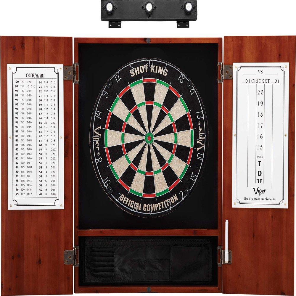 Viper Espresso Metropolitan Steel Tip Cabinet, Viper Shot King Bristle Dartboard