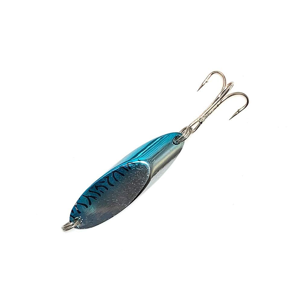 Cast Spoon Lure 2oz, 12 Pcs Blue Mackerel, for Long-Distance Casting, Treble Hook Attached, Ideal for Saltwater Fishing and Targeting Mackerel or Tuna