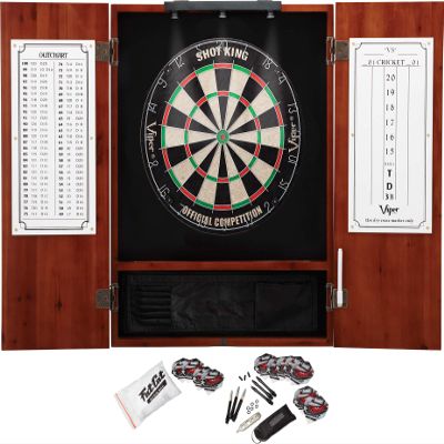 Viper Espresso Metropolitan Steel Tip Cabinet, Viper Shot King Bristle Dartboard