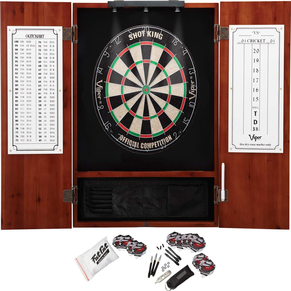 Viper Espresso Metropolitan Steel Tip Cabinet, Viper Shot King Bristle Dartboard