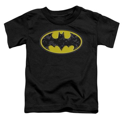 Batman Bats in Logo Unisex Toddler T Shirt for Boys and Girls, Large (4T) Black