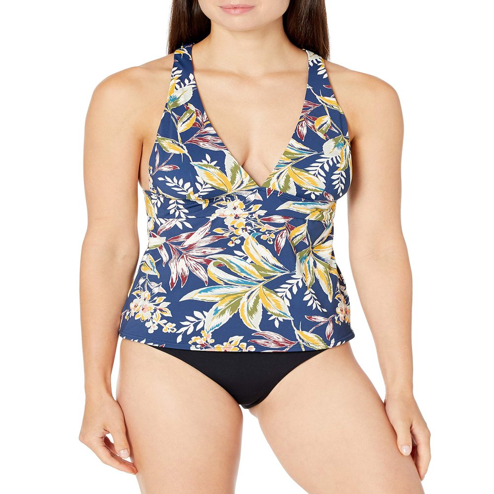 Catalina Women's Standard Halter Tankini with Strappy Back Detail, Twilight Tropical, Extra Small