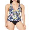 Catalina Women's Standard Halter Tankini with Strappy Back Detail, Twilight Tropical, Extra Small view 1