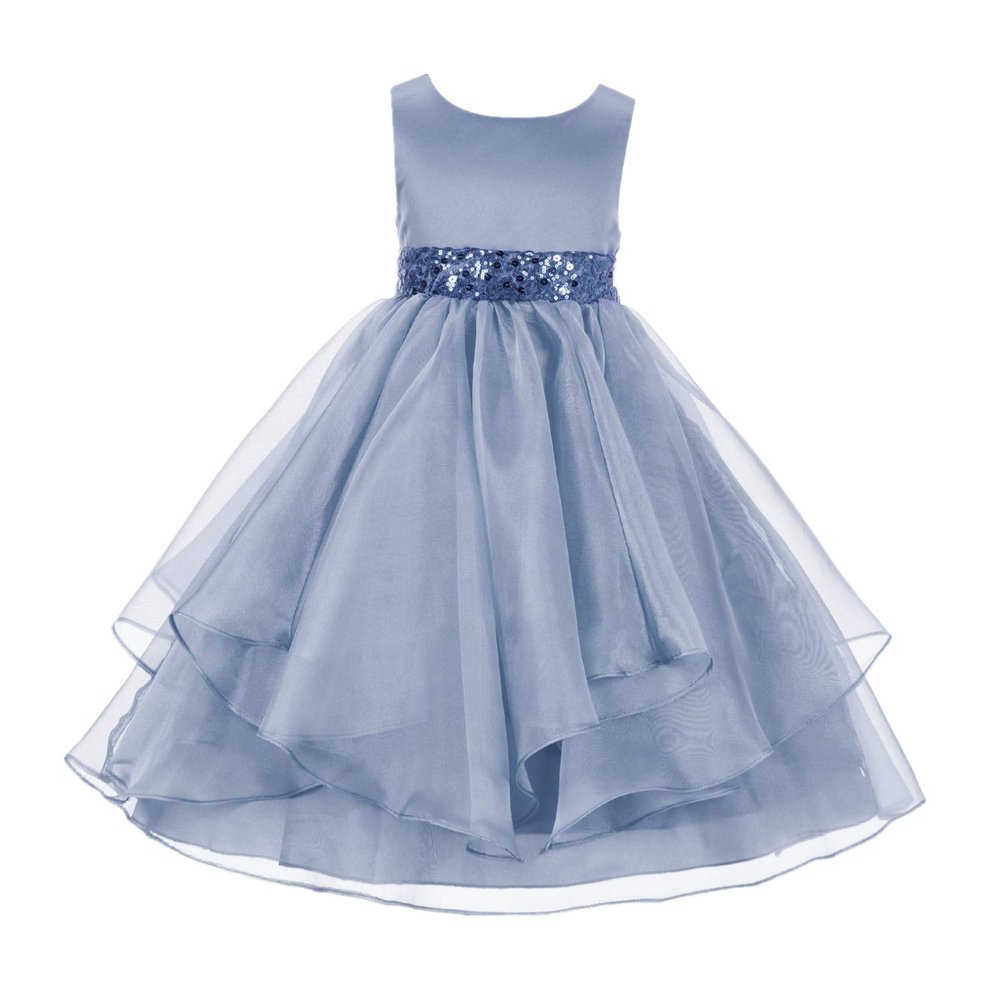 ekidsbridal Wedding Asymmetric Ruffles Satin Organza Flower Girl Dress Sequin 012s 8