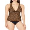 Catalina Women's Standard Halter Tankini with Strappy Back Detail, Safari, Extra Small view 1