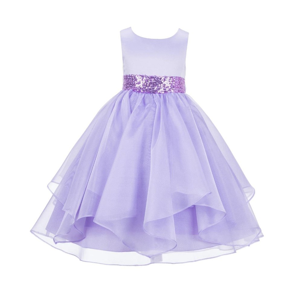 ekidsbridal Wedding Asymmetric Ruffles Satin Organza Flower Girl Dress Sequin 012s 10