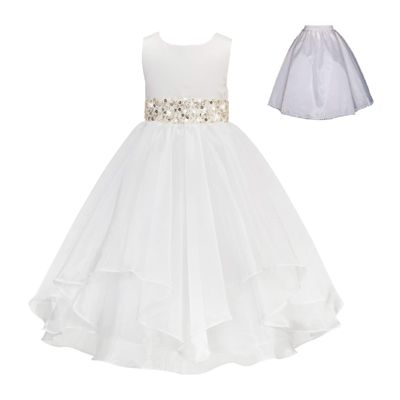 ekidsbridal Wedding Ruffles Organza Flower Girl Dress Sequin Toddler Pageant Free Petticoat 012s