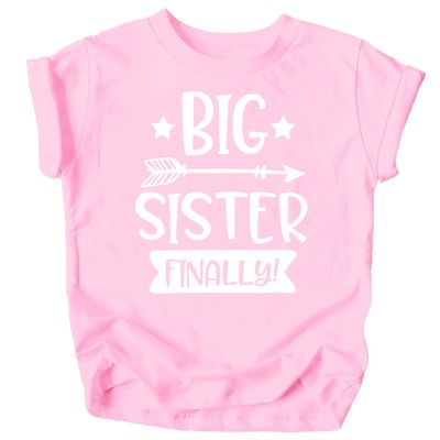 Olive Loves Apple Big Sister Finally Sibling Announcement Shirts for Baby and Toddler Girls Sibling Outfits Pink Shirt