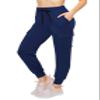 ALWAYS Cargo Jogger Pants for Women, High Waisted Sweatpants with Pockets, Super Soft Casual Lounge Pants for Athletic Yoga & Gym, Cotton Drawstring Trousers, Navy L view 1
