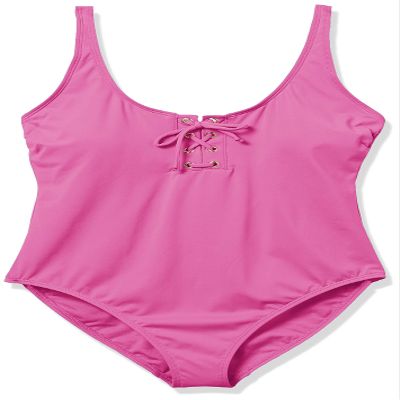Catalina Lace Up One Piece Fuschia