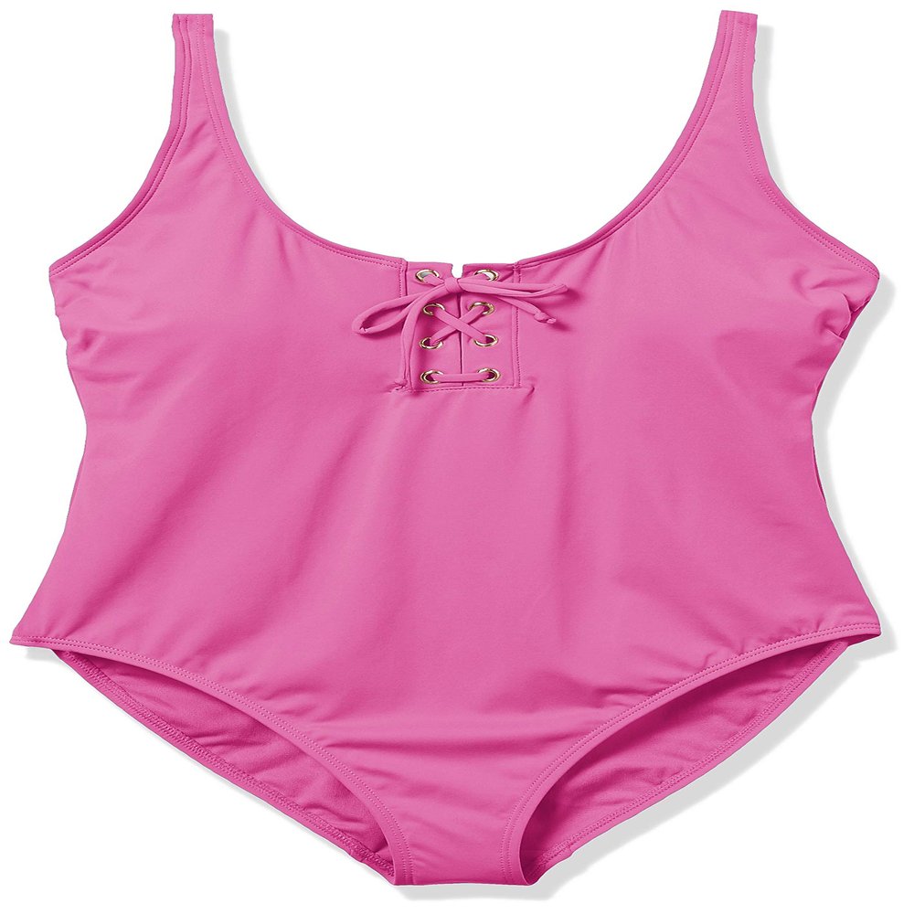 Catalina Lace Up One Piece Fuschia
