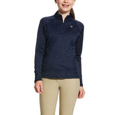 ARIAT Kid's Sunstopper 2.0 1/4 Zip Baselayer Navy_Dot Size Large