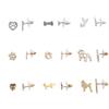 Lux Accessories Set of 9 Pairs Heart Puppy Paw Assorted Dogs Bone Silver Gold Stud Earrings view 1