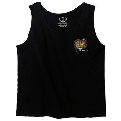 0252. Tiger Graphic Traditional Japanese Tattoo Till Death Society Men's Tank Top (Black, Medium)
