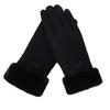 ZALING Women Gloves Winter Touch Screen Full Finger Mittens Female Suede Furry Warm Full Finger Gloves Lady Winter Outdoor Sport Driving Women Gloves, black view 2