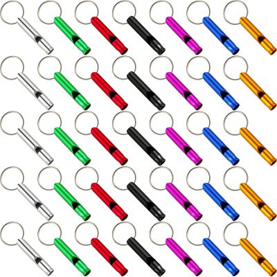 Frienda 35 Pieces Emergency Whistle with Keychain, Aluminum Emergency Survival Whistle for Camping Hiking Hunting Outdoors Sports, Loud Sound