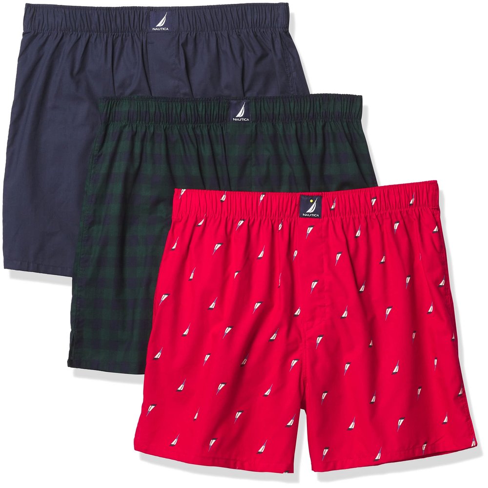 Nautica Men's Classic Cotton 3-Pack Woven Boxers