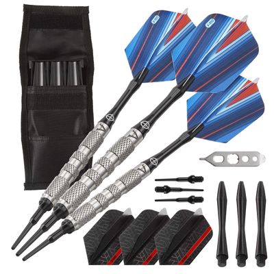 Viper Sidewinder Tungsten Soft Tip Darts Knurled Barrel 18 Grams and Casemaster Single Black Dart Case