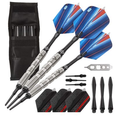 Viper Sidewinder Tungsten Soft Tip Darts Ringed Barrel 18 Grams and Casemaster Single Black Dart Case