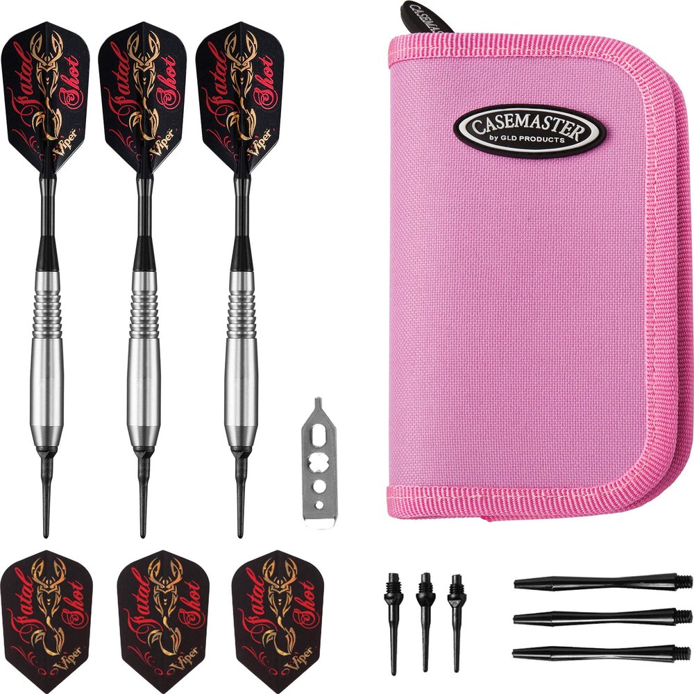 Viper Underground Fatal Shot Soft Tip Darts 18 Grams and Casemaster Deluxe Pink Nylon Dart Case