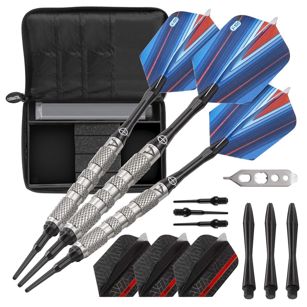 Viper by GLD Products Sidewinder Tungsten Soft Tip Darts Knurled Barrel 18 Grams and Casemaster Select Blue Nylon Dart Case