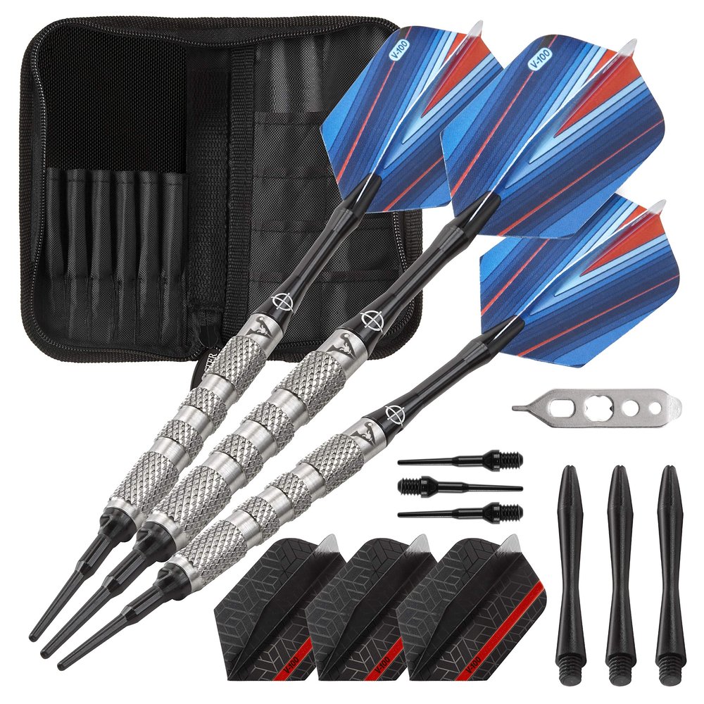 Viper Sidewinder Tungsten Soft Tip Darts Knurled Barrel 18 Grams and Casemaster Deluxe Black Nylon Dart Case