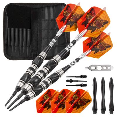 Viper by GLD Products The Freak Soft Tip Darts 3 Knurled Rings Barrel 18 Grams and Casemaster Deluxe Black Nylon Dart Case