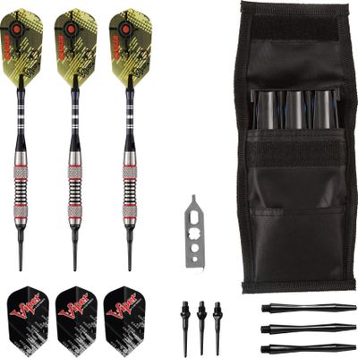 Viper Ranger Tungsten Soft Tip Darts Red Rings 18 Grams and Casemaster Single Black Dart Case