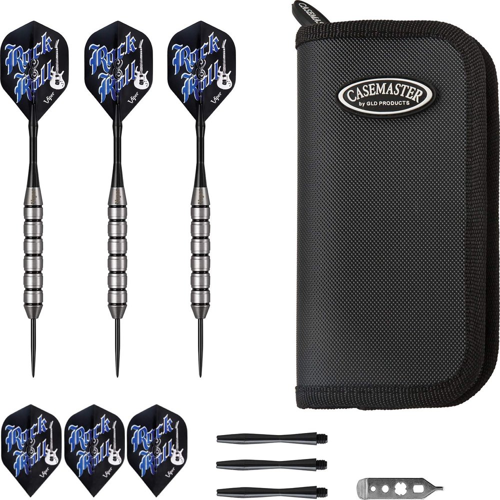 Viper by GLD Products Rock & Roll 23 Gram Steel Tip Darts & Casemaster Deluxe Black Dart Case