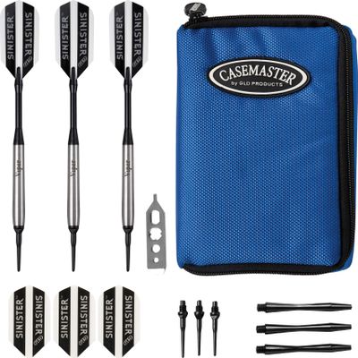 Viper by GLD Products Sinister Tungsten Soft Tip Darts Smooth Barrel 16 Grams and Casemaster Select Blue Nylon Dart Case