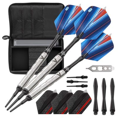 Viper by GLD Products Sidewinder Tungsten Soft Tip Darts Shark Fin Barrel 18 Grams and Casemaster Select Pink Nylon Dart Case